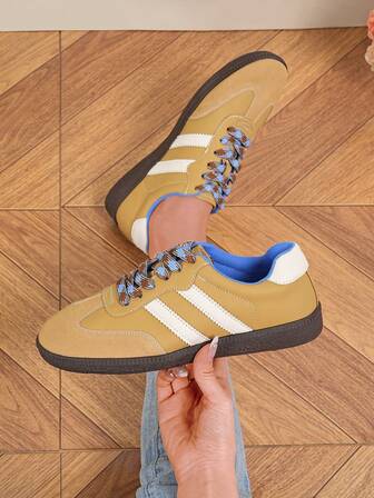 Women's Casual Contrast Color Flat Sports Sneakers