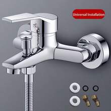 Zinc Alloy Basin Faucets Chrome Wall Mounted Hot Cold Water Mixer Tap Dual Spout Single Handle For Bathroom Shower Basin