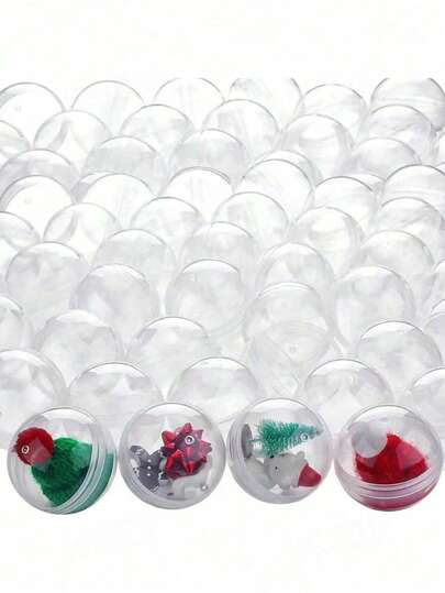 10PCS Empty Clear-Colored Round Capsules Capsule For Toy Gumball Machines Plastic Containers Surprise For Party Favor Prize Capsule Vending Machine Round Clear Container