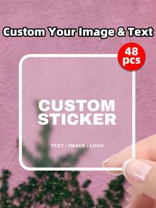 1-108pcs Customizable Square Stickers - Includes Any Design, Image, Logo, Text, Waterproof, Personalized Thank You Labels, Unique Ideal Gift For Friends, Sons, Daughters, Students, Employees, Kids, Schools, Families, Offices, Etc. - White - View 19
