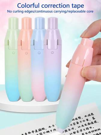 1 قطعة شريط تصحيح قابل للاستبدال، مخطط ألوان حلمي جمالي، اضغط على نواة شريط التصحيح، سعة 6 أمتار طول شريط تصحيح سلس