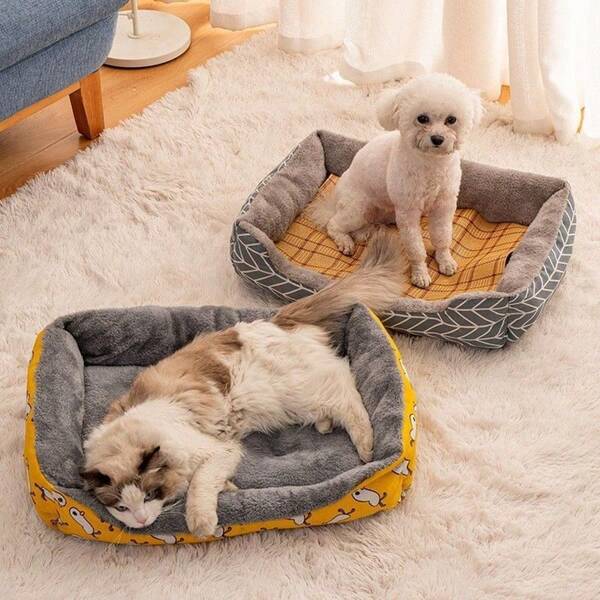 1 pièce/set Nouveau lit en peluche pour animaux de compagnie pour Teddy, Golden Retriever, chiens et chats de petite/moyenne/grande taille, convient pour animaux de compagnie, lits pour chats, mobilier pour animaux de compagnie, fournitures pour animaux de compagnie d'intérieur/extérieur, décoration d'intérieur, lits et tapis pour animaux de compagnie
