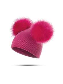 1pc Kids Pom Pom Knit Beanie Hat, Unisex Baby Toddler Outdoor Windproof Warm Cap - 1PC - View 8