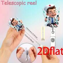 مشبك بطاقة هوية طبية مسطح 2D قطعة واحدة جميلة مع بكرة شارة قابلة للسحب وسلسلة قابلة للفصل - حامل بطاقة هوية ممرضة متين مع شخصية طبيب/ممرضة مبتسمة، حلقة سماعة طبية وعرض تأمين صحي - متوافق مع ملابس المستشفى والملابس الرسمية - مناسب للطلاب الطبيين والممرضات الممارسات - تصميم مسطح 2D مع آلية قابلة للسحب ومشبك بطاقة آمن - إكسسوار عصري وعملي