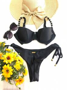 Simple Elegant Beach Knot Fabric - 黑色 - 查看 1