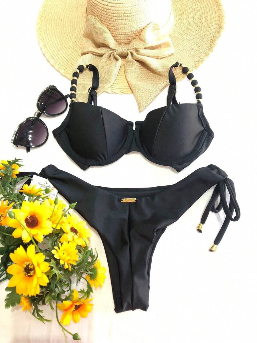 Simple Elegant Beach Knot Fabric - 黑色 - 查看 1