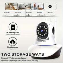 1个无线5G WiFi安防摄像头，具备全高清视频、双向语音、移动侦测和AI追踪功能，USB供电，适用于室内/室外家庭监控，可远程查看和报警通知。无线安防摄像头，室内监控，外观时尚，视频质量高，智能家居设备，适合科技达人用户，设计紧凑，结构坚固耐用，也可用于办公室监控。 - 彩色 - 查看 6