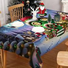 1/20pcs Christmas Tablecloth, Luxurious Green Christmas House And Colorful Christmas Tree Pattern Tablecloth, Christmas Atmosphere Decoration, Can Be Used For Coffee Table, Dining Table, Desk, Kitchen, Dining Table Decoration, Creating A Comfortable And Exquisite Joyful Atmosphere - Multicolor - View 18