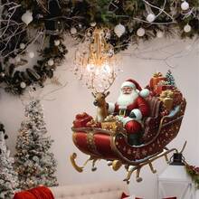 1pc Christmas Santa Claus, Reindeer & Sleigh Pattern Wall Sticker, Self-Adhesive PVC Material, Suitable For New Year, Spring Festival, Christmas, Thanksgiving, St. Patrick's Day And Other Holidays, Applicable To Party, Home, Living Room, Bedroom, Bathroom, Camping, House, Room, Garden, Kitchen And Other Scenarios, Suitable For Living Room, Bedroom, Dining Room, Bathroom, Study, Kitchen, Outdoor, Outdoor Garden And Other Room Decorations Wall Stickers Wall Decor Stickers Home Decor Christmas Decorations Christmas Decorations Home