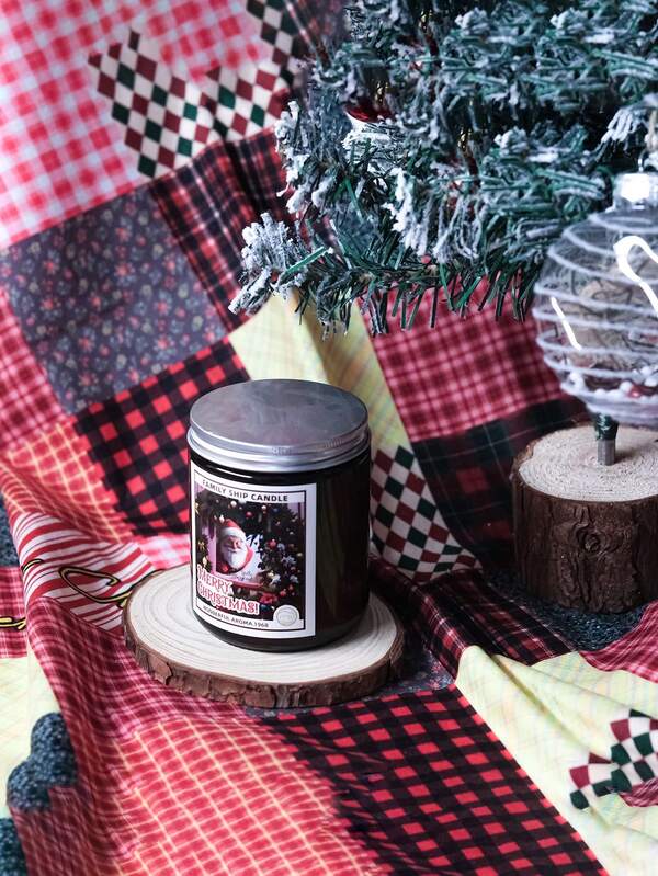 FAMILY SHIP 1 Stück großvolumige 200g lang brennende Weihnachts-Duftkerze, moderner Stil Heimdekoration Atmosphäre braunes Glas Glas, hervorragendes Produkt zum Schaffen einer Festtagsatmosphäre, Geschenk für Freundin und Familie, Heimdekoration Geschenk für Weihnachtsfeier Atmosphäre
