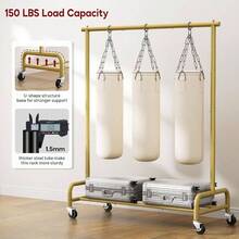 Perchero de ropa de gran resistencia, perchero rodante de metal de 43 pulgadas de ancho para colgar ropa, perchas, abrigos, camisas, vestidos, color negro - Oro + Varilla simple - Ver 5