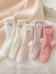 1双女士保暖防滑袜，圣诞节和情人节礼物，毛绒拖鞋袜，带蝴蝶结装饰，舒适透气，颜色随机，秋冬季保暖舒适，也适合作为返校礼物