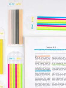 1pc/2pcs/4pcs Mixed Colors/8pcs Random Colors Super Long Index Stickers, Student Reading Labels, Office Indicator Stickers, Book Annotation Labels, Transparent Waterproof Sticky Notes, Colorful Adhesive Labels, Back To School