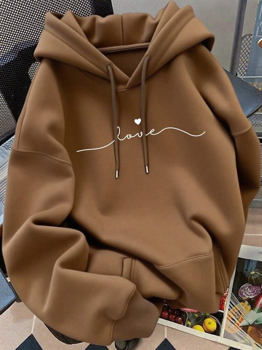 Sudadera estampada con capucha para mujer