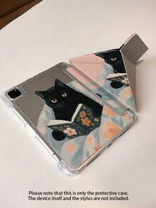1 件动漫黑猫双面亚克力透明水晶背板防震睡眠/唤醒平板电脑保护套，兼容 iPad/平板电脑，兼容 iPad 第 10 代、iPad 10.2/Mini6/Mini7/9.7 英寸，平板电脑保护套兼容三星 Galaxy Tab A9 Plus，很棒的节日礼物，时尚简约的图案。 - 彩色 - 查看 2