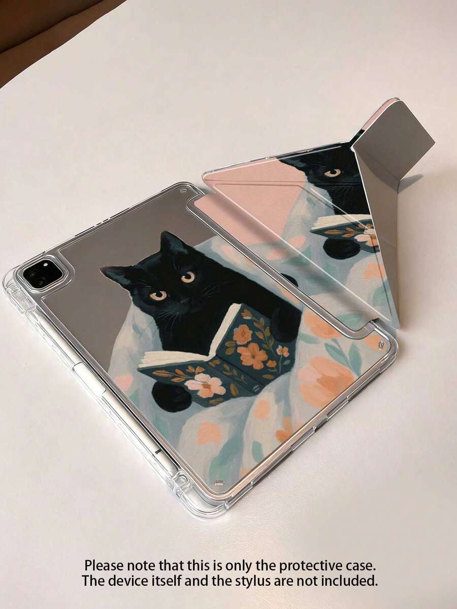 1 件动漫黑猫双面亚克力透明水晶背板防震睡眠/唤醒平板电脑保护套，兼容 iPad/平板电脑，兼容 iPad 第 10 代、iPad 10.2/Mini6/Mini7/9.7 英寸，平板电脑保护套兼容三星 Galaxy Tab A9 Plus，很棒的节日礼物，时尚简约的图案。