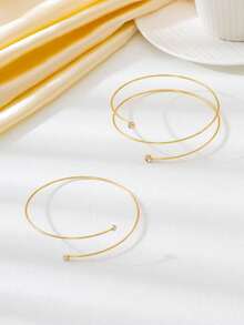 2pcs Minimalist Elegant Geometric Double-Layer Crystal Armband And Single-Layer Arm Cuff Set, Adjustable Opening, Women Daily Casual Vacation Jewelry