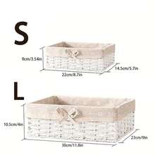 1 件/3 件编织桌面收纳篮，适用于零食、化妆品、玩具等家用织物多功能收纳盒，适用于茶几或钥匙篮、家居装饰收纳、衣柜衣物整理篮、节日装饰礼品收纳、洗脸收纳篮、理想礼品篮 - 白色 - 查看 11