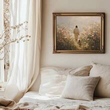 1pc Framed/Unframed Jesus Leaves The 99 Poster Good Shepherd Floral Christian Religious Wall Art Canvas Print Minimalist The Lost Sheep Faith Art Aesthetic Decor Painting For Apartment,Living Room,Bedroom,Modern Home Decoration - Multicolor - View 4