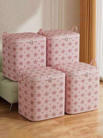 4 tamaños de cajas de almacenamiento de ropa plegables con asas, cajas de almacenamiento de ropa de gran capacidad y transpirables con asas y cremalleras, bolsas de almacenamiento portátiles reforzadas, pueden almacenar mantas y ropa de cama, ahorrando espacio, adecuadas para dormitorios, hogares, dormitorios, pueden almacenar mantas