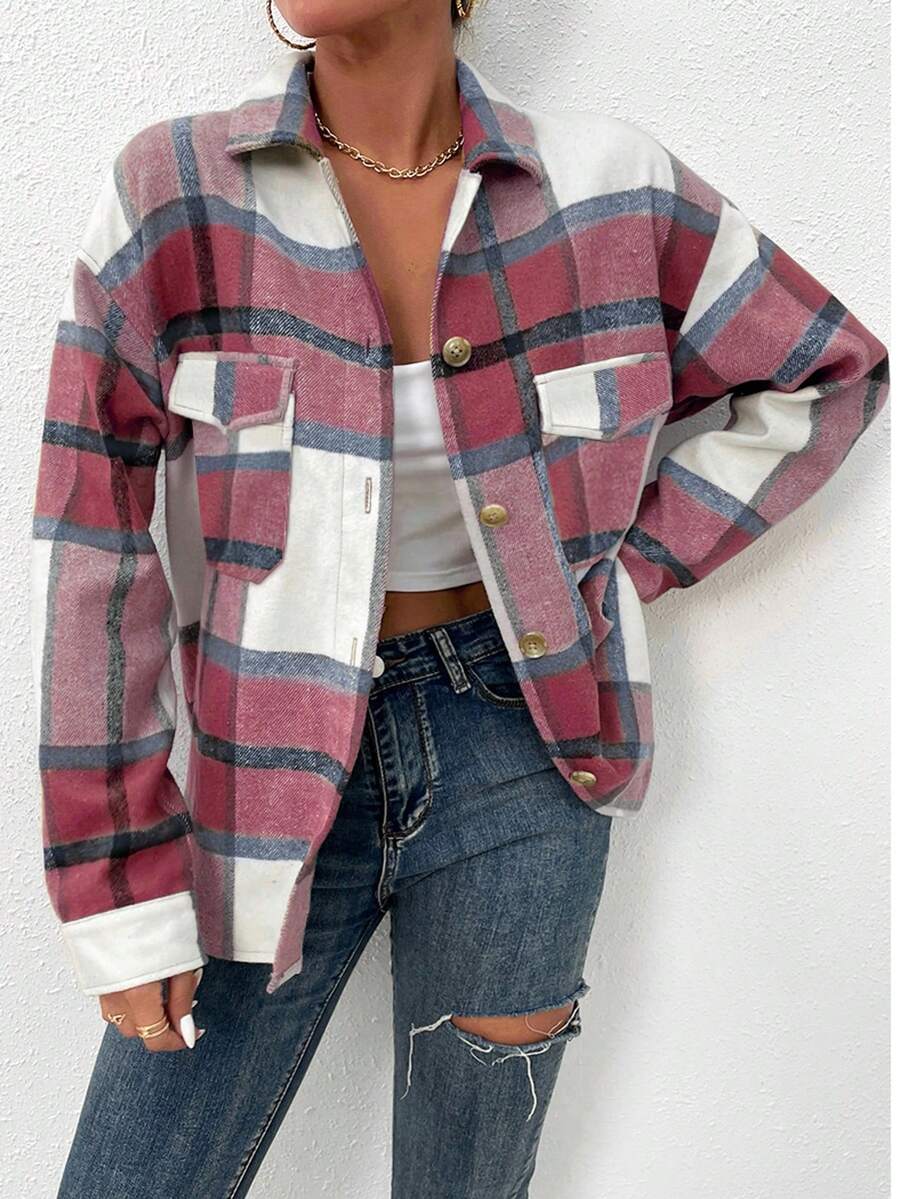 Tela a cuadros para mujer - Rojo - Ver 1