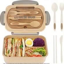 33.81oz Bento Lunch Box With Utensils, Square Compartment Microwave Lunch Container, Leak-Proof Food Storage, Suitable For Office Workers, Back To School, Classroom, College, Outdoor Dining, Study Supplies, Kitchen Organization And Storage, Kitchen Accessories - Multicolor - View 5