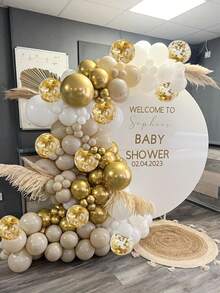 111pcs Beach White & Gold Balloon Arch Garland Set, White & Gold Balloons, Suitable For Baby Shower, Bridal, Boy/Girl Birthday Party, Wedding, Graduation, Anniversary - Multicolor - View 6