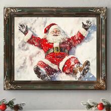 1 pièce canevas murale avec cadre/canevas, Affiche de Noël, Père Noël skiant, Décoration de chambre de Noël, Décoration de pièce, Décoration de maison, Décorations de Noël 2025, Décoration d'hiver, Décorations d'hiver pour la maison, Décoration murale de Noël - Multicolore - Voir 9