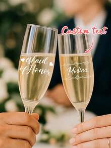 Customized Wedding Wine Glass Crystal Label Stickers, Personalized Champagne Flutes, Personalized Wedding Toast Glass, Carving Wedding Wine Glass, Champagne Glass Crystal Label Stickers, With Name And Design – Choose From Multiple Patterns, Colors & Styles – Perfect Wedding Gift