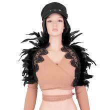 女士披肩斗篷配饰，时尚披肩，朋克哥特风万圣节圣诞节嘉年华派对披肩，舞台T台风格，服装配饰，人造羽毛，适合所有季节 - 黑色 - 查看 4