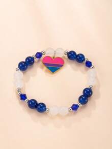 1pc Teens/Youth Beaded Charm Bracelet - Sweet Style, Glass Beads, Suitable For Valentine's Day, Mother's Day, Everyday Wear And Festive Occasions, Holiday Accessory | Charm Bracelet