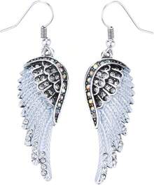 Collares de colgante de gargantilla cruzada con alas de ángel guardián de cristal para mujeres de Szxc Jewelry 18''+2''' - Azul oscuro - Ver 4