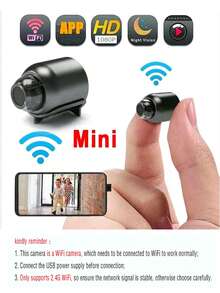 1/2 件迷你无线 WiFi 智能安全摄像头，1080P 高清，应用程序控制，AI 运动检测报警，声音监控，USB 供电，易于安装，宠物监控系统，猫眼摄像头，圣诞节和新年礼物