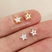 10 Exquisite DIY Copper And Zirconium Alloy Accessories With 18K Plating In Various Designs Such As Stars, Keys, And Animals, Suitable For Making Pendants For Any Jewellery.