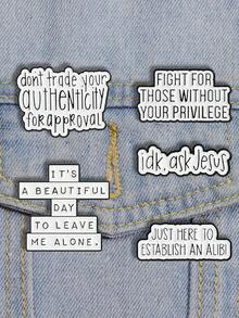 QIHOO 5 件装上帝万事皆有可能硬珐琅针多款式胸针领章珠宝礼物送给朋友 - 彩色 - 查看 7