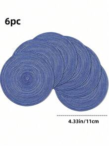 Set da 2 pezzi/12 pezzi di sottopiatti e sottobicchieri rotondi in cotone intrecciato da 15 pollici per tavolo da pranzo, lavabili e reversibili, adatti per cucina, feste, cene in famiglia (blu reale)