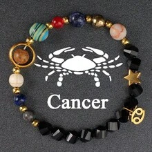 Twelve Constellations Bracelet Asymmetrical Cut Natural Stone Eight Planets Beaded Bangle Women Fashion Jewelry Couple Friendship Accessories Gifts For Loved And Friends