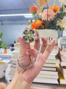 Four-Leaf Clover Creative Colorful Rhinestone Lucky Clover Bag Hook, Birthday Gift Promotional Gift, Foldable Round Four-Leaf Clover Backpack Hook - Multicolor - View 10