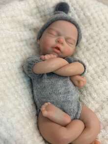 1Pc 13 Inch Lovely Soft Silicone Palm Doll Open Eyes And Closed Eyes Toddler Toys Flexible Skin Cute Madeup Face With Fashion Soft Clothes For Bithday Party Gift - Reborn Doll - View 7