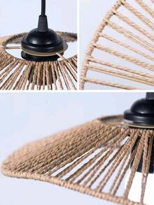 1 قطعة غطاء إضاءة معلق منسوج، إضاءة معلقة يدوية منسوجة بسيطة طبيعية، غطاء إضاءة معلقة من الخيزران، إضاءة معلقة إبداعية بطراز المزرعة، إضاءة معلقة بشكل شنادير من الخيزران