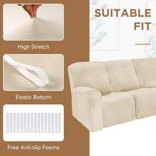 Peryiter 7 Pcs L Shape Sectional Recliner Sofa Covers 5 Seat Sectional Couch Covers Milk Silk Velvet Stretch Reclining Sofa Slipcover Furniture Protector For Living Room(Dark Gray,Milk Silk)