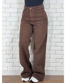 Women's High Waisted Butt Lifting Pantaloon Jeans - CAFE - 查看 5