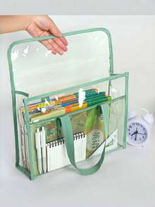 1 pieza Carpeta de archivo transparente de gran capacidad y resistente al agua, bolsa de almacenamiento de documentos expandible de PVC con organizador insertado, bolsa portátil para la playa y el maquillaje, organizador de documentos para la oficina, el hogar, la escuela y los viajes, regalo