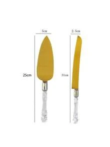 Stainless Steel Wedding Cake Cutting Set, Includes Cake Knife And Cake Server, Silver Blade With Acrylic Crystal-Like Handle, Perfect For Weddings, Bridal Showers, Anniversaries, Housewarming, Birthdays, And Christmas Gifts - Multicolor - View 9