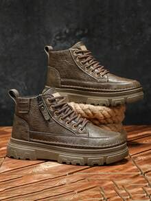 أحذية رياضية كاجوال كلاسيكية بلون أحادي متوسطة الكاحل، مريحة بدون ربط، أصابع مستديرة، مناسبة للأنشطة الخارجية والاستخدام اليومي، مزودة بفتحات معدنية للربط