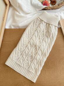 Solid Color Cable Knit Sweater, British Style Pet Clothing For Autumn/Winter, Cable Solid Color Turtleneck Dog Sweater, Cat Dog Pet Sweater