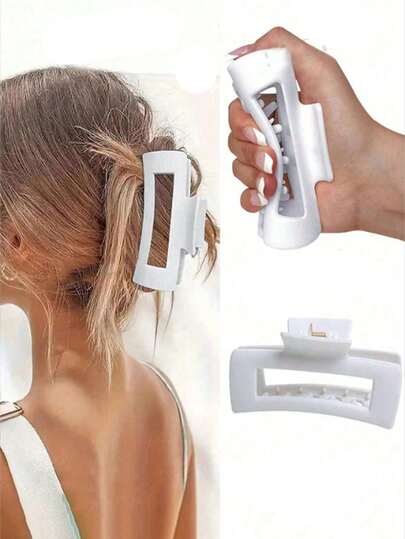 1 pieza/2 piezas Pinza de pelo cuadrada hueca suave de 10 cm para mujer, cabello mediano, adecuada para uso diario, vacaciones, peinado de moño, accesorios para el cabello de invierno, moda, elegante