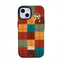 1 Funda Protectora 2 en 1 de Navidad con Lazo y Patrón de Cuadros Coloridos - Diseño Robusto de Doble Capa, Duradera y a Prueba de Golpes - Adecuada para iPhone 16, 15, 14, 13, 12, 11, 8, 7, X, XS, XR, Plus, Pro, Max, Mini, SE2, SE3, Regalo Perfecto para Amigos, Familia y Seres Queridos RJCE - Colores mixtos - Ver 10