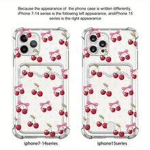 Funda de Teléfono Transparente con Patrón de Cereza de Moda, a Prueba de Golpes, con Ranura para Tarjeta, Compatible con 15 Pro/15 Plus/15 Pro/15, 14 Pro/14 Plus/14 Pro/14, 13 Pro/13 Pro/13/13, 12 Pro/12 Pro/12/12, 11 Pro/11 Pro/11, XS/XR/XS/S - Colores mixtos - Ver 12