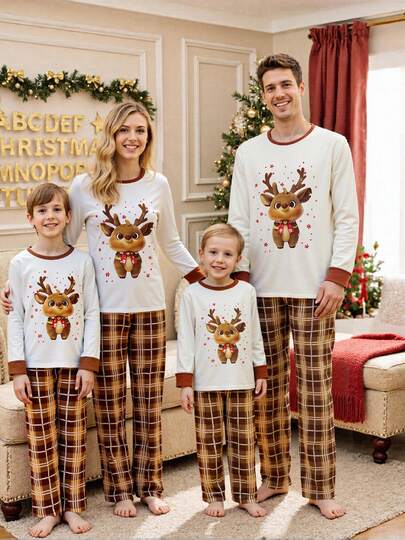 Matching Family Christmas Pajama Sets For Women, Men, Girls, And Boys. Deer Print Christmas Pajamas. Christmas Pajamas For Kids.